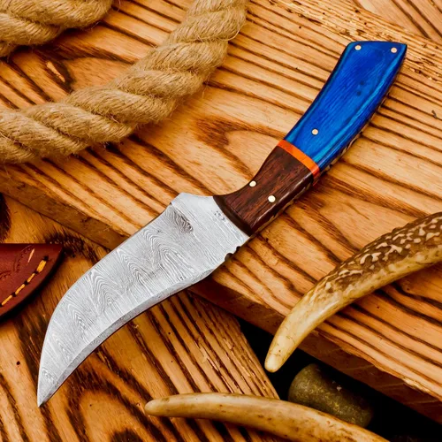 Miniatura 3 de Cuchillos de Damasco Hechos a Mano Personalizados de Acero de Damasco Cuchillo de Caza para Desollar, Camping, Exterior - Cuchillos de Caza de Hoja