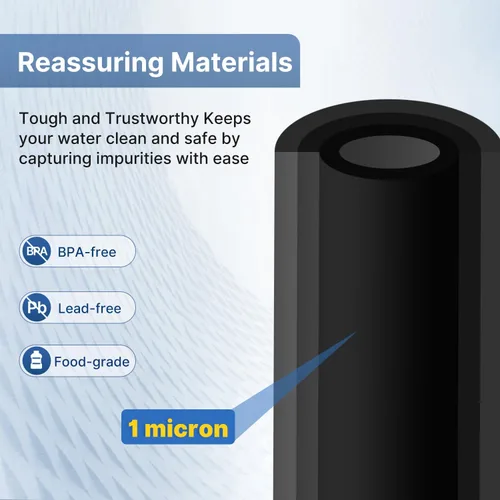 Miniatura 4 de EXCELPURE Cartucho de filtro de agua de carbono CTO de 1 micrón de 10 x 2.5 pulgadas para toda la casa para sistema de encimera del hogar, Dupont