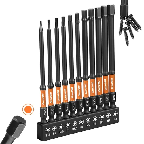 Miniatura 11 de GRENPRO Juego de 27 brocas de llave Allen de cabeza hexagonal, vástago hexagonal de 1/4 de pulgada de cambio rápido, juego de puntas