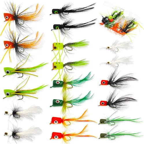 Poppers de Pesca con Mosca Moscas Secas de Pesca con Mosca Señuelos de Pesca en Superficie Moscas Popper para Lubina Señuelos de Insectos Cebo