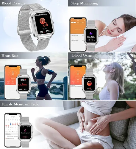 Miniatura 5 de Reloj inteligente con pantalla táctil de 1.6 pulgadas para mujer (respuesta/hacer llamadas), rastreador de actividad y relojes inteligentes