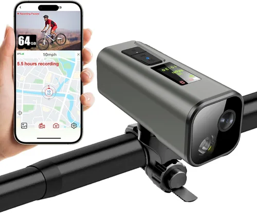 Cámara de acción 4K 30fps con rastreador GPS, cámara inalámbrica para bicicleta, velocímetro/odómetro, tarjeta 64G gratis, DV deportivo