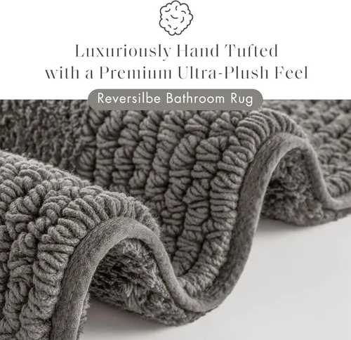Miniatura 2 de Alfombra de baño reversible Madison Park Splendor 100% algodón copetudo de 3000 g/m² de calidad hotelera de lujo con pelo medio, absorbente, secado