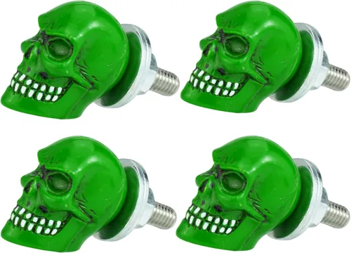 Abfer Pernos de matrícula de motocicleta, tornillos de fijación de calavera, marcos antirrobo para placa de automóvil, aptos para la mayoría de Verde