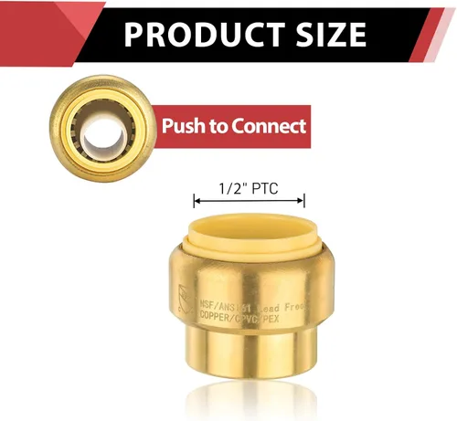 Miniatura 2 de Paquete de 5 tapas de enchufe EFIELD de 1/2 pulgada, ajuste a presión para conectar Pex, cobre, CPVC con un clip de desconexión, (PF143-5 piezas)