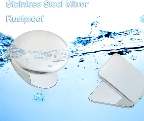 Miniatura 5 de Espejo portátil plegable de acero inoxidable inastillable, ultra delgado, para uso personal, viajes, señalización de emergencia