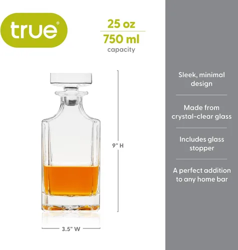 Miniatura 4 de True Clarity - Decantador de whisky con tapón, decantador de licor de vidrio para bourbon, escocés, vodka, licores, artículos esenciales de la cueva