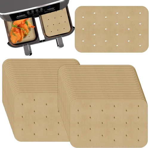 Miniatura 8 de 100 piezas de papel pergamino sin blanquear, forros cuadrados perforados para freidora de aire Cuisinart, Breville, Black and Decker, hornos