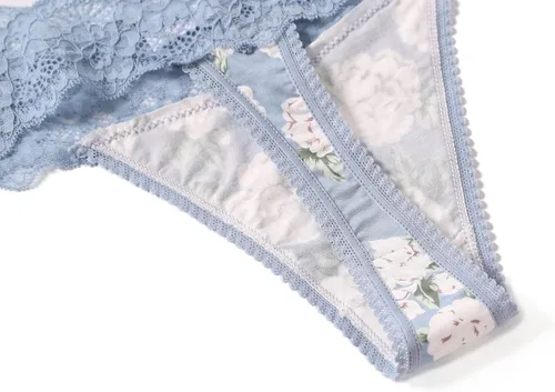 Miniatura 5 de Paquete de 5 tangas de encaje para mujer, sin costuras, elásticas, invisibles, de algodón, modales, paquete de 5