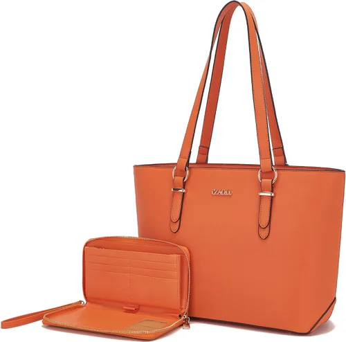 Miniatura 15 de YZAOLL Bolsos para mujer de cuero sintético, medianos y grandes, bolso de hombro, cartera, juego de bolso de mano y billetera