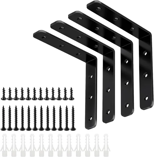 Miniatura 11 de YUMORE Soporte de Esquina en L, 6 Piezas, Junta de 65x65mm, Soportes de Ángulo Recto de 90 Grados, Acero Inoxidable Resistente para Estantes