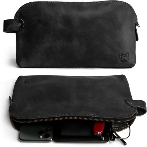Miniatura 8 de Hide & Drink, Bolsa grande rústica multiusos para cables y cargadores, bolsa de viaje, bolsa multiusos, cuero de grano completo, hecho a mano