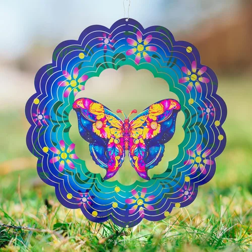 Miniatura 9 de Hilanderos de viento de metal de pavo real - Regalos para mujeres, mamá, abuela, esposa, hilandero de viento colgante para decoraciones