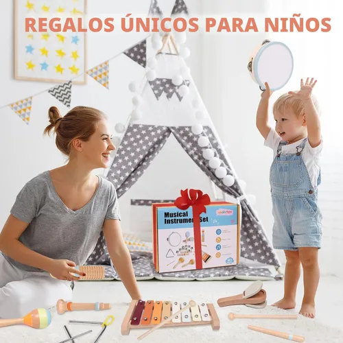 Miniatura 6 de Juego de instrumentos musicales para bebés, juguetes musicales Montessori de madera para bebés de 18 meses, instrumentos de percusión para niños