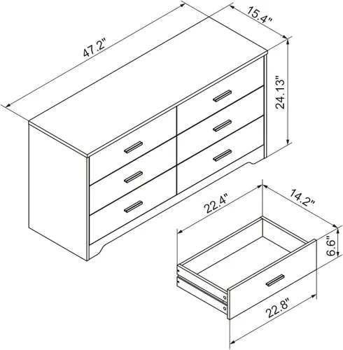 Miniatura 3 de Panana Cómoda para dormitorio con cajones de 5/6, cómoda de madera, organizador de almacenamiento para dormitorio, sala de estar, pasillo, guardería