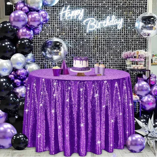 Miniatura 85 de B-COOL Mantel de lentejuelas de 60 x 102 pulgadas, mantel de cumpleaños rectangular azul bebé, brillante, duradero, boda, fiesta, restaurante