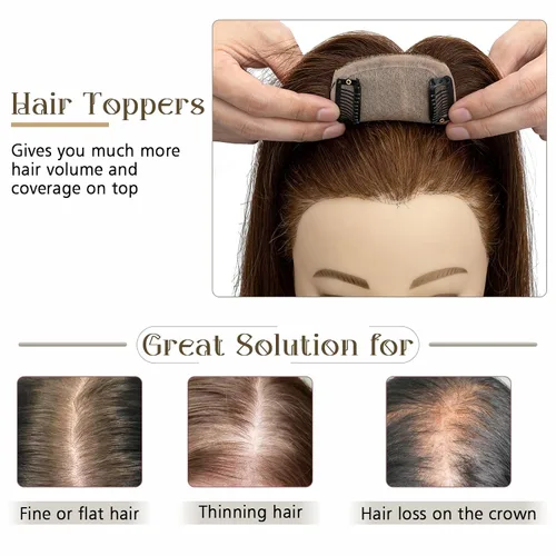 Miniatura 4 de Elailite Toppers para el cabello para mujer, cabello humano real, separación libre para adelgazar el cabello, piezas de cabello para pérdida