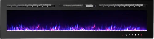 CharaVector - Insertos de chimenea eléctrica de 70 pulgadas 750W/1500W con control remoto en montaje en pared, calentador de chimenea de inserción