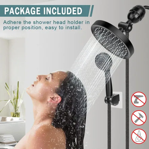 Miniatura 6 de Taiker Cabezal de ducha filtrado, cabezal de ducha de lluvia de alta presión/combo de filtro de ducha de mano, lujoso moderno cromado con manguera