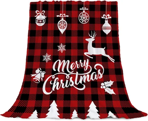 Miniatura 29 de YeeJu Manta de Navidad para Bebé Decorativa Roja a Cuadros Manta Navideña para Niños Pequeños Manta para Envolver Mascotas Cuna Suave Ligera