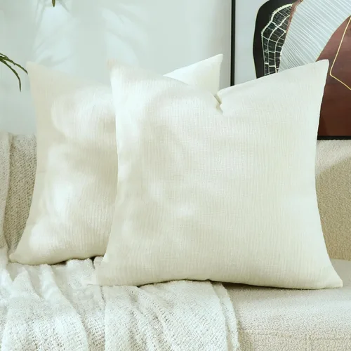 Miniatura 10 de Stellhome Blue Grey Chenille Throw Pillow Covers 16x16 Inch Set of 2, Soft Line Textured Cushion Cases, Modern Farmhouse Boho Home Decor for Couch