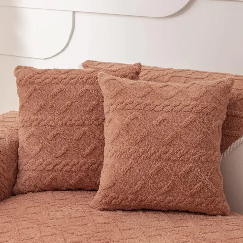 Miniatura 26 de vctops Fundas de sofá de jacquard geométrico de lujo para sofá de granja, funda neutra antideslizante para sofá seccional, funda suave y cálida