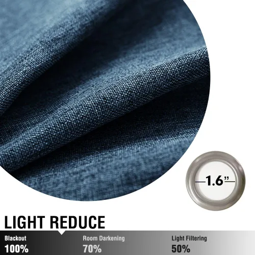 Miniatura 6 de Vangao - Cortinas blackout de lino, diseño texturizado con ojales, 2 paneles
