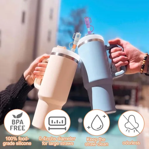 Miniatura 4 de AIERSA 5 piezas de cubiertas de pajita de silicona compatibles con vasos de 30 y 40 onzas, cubiertas de punta de pajita para accesorios de tazas