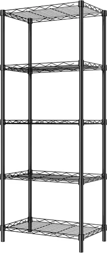 Miniatura 7 de HOMEFORT Estantería de alambre de 5 niveles, 5 estantes, estante de almacenamiento de metal, organizador duradero, perfecto para despensa, armario