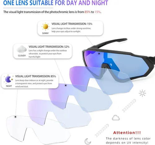 Miniatura 5 de KAPVOE Gafas de ciclismo fotocromáticas para hombres y mujeres, gafas de sol para bicicleta de montaña MTB, para bicicleta de montaña Clear - K9408