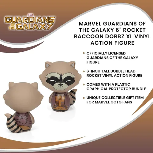 Miniatura 6 de Funko Dorbz XL: GOTG - Figura de acción de mapache cohete de 6 pulgadas