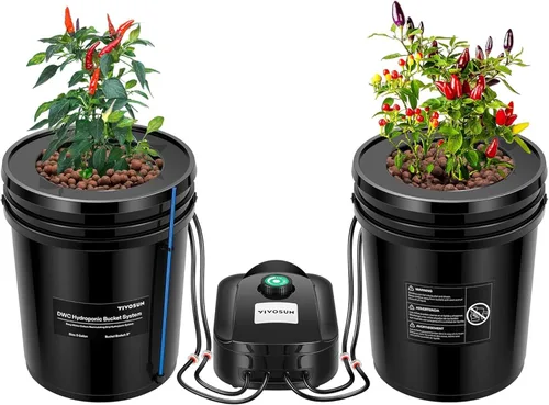 Miniatura 9 de VIVOSUN Sistema de Cultivo Hidropónico DWC con Kit de Goteo Superior, Cultura de Agua Profunda de 5 Galones, Sistema de Goteo Recirculante