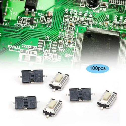 Miniatura 3 de Interruptor de botón táctil momentáneo, 100 interruptores de botón táctil de 0.118 x 0.236 x 0.098 in de alta sensibilidad de respuesta rápida Micro
