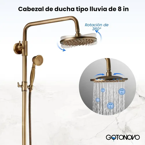 Miniatura 3 de Juego de grifería para ducha de 8 pulgadas con chorro de lluvia y ducha de mano