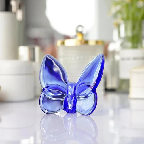 Miniatura 2 de kanpura Figura de mariposa de cristal azul, figura de mariposa voladora, adorno de mariposa de cristal, animal de cristal coleccionable