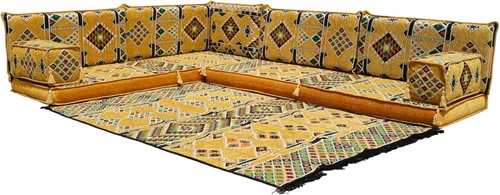 Miniatura 24 de arabicsofa Juego de sofás árabes tradicionales en forma de L - Sofás seccionales marroquíes - Asientos Majlis orientales para sala de estar