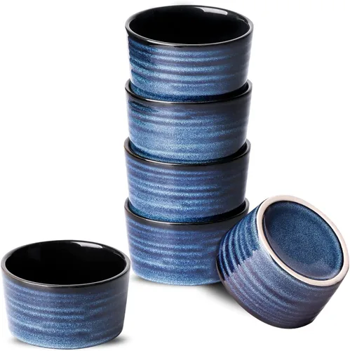 Miniatura 11 de Hasense Ramekins de 8 oz Aptos para Horno para Crème Brûlée, Juego de 6 Platos de Soufflé de Cerámica Aptos para Horno, Cuencos de Porcelana