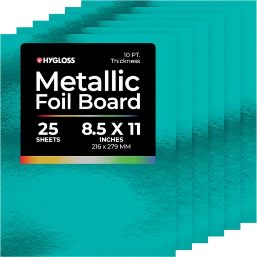 Miniatura 21 de Hygloss Hojas de cartulina metálica, 100 hojas de oro mate, 8.5 x 11 pulgadas, resistentes, 10 puntos, papel de cartón metálico para manualidades