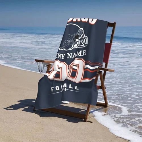 Miniatura 5 de Toallas de playa Chicago personalizadas, toalla de playa con número de nombre, toalla de baño suave personalizada, manta de playa, regalo
