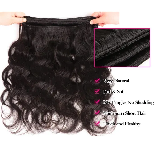 Miniatura 4 de Adigrace Paquetes de Cabello Humano 16 18 20 Pulgadas Paquetes de Ondas Corporales Cabello Humano 10A Paquetes de Cabello Humano Brasileño 100%