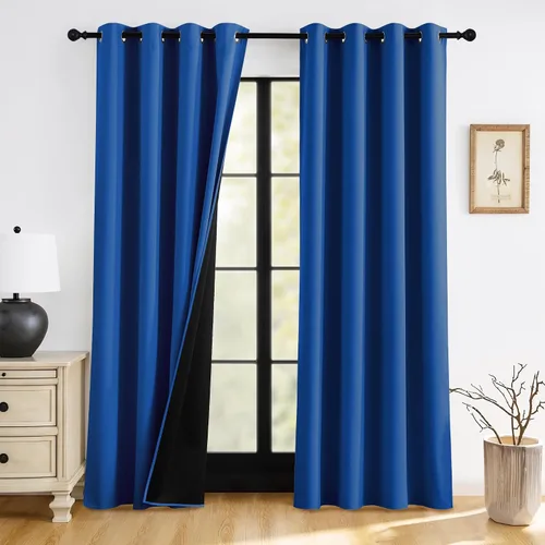 Miniatura 22 de RYB HOME Cortinas opacas grises de 63 pulgadas de largo para dormitorio, cortinas de ventana 100% opacas con aislamiento térmico y reducción