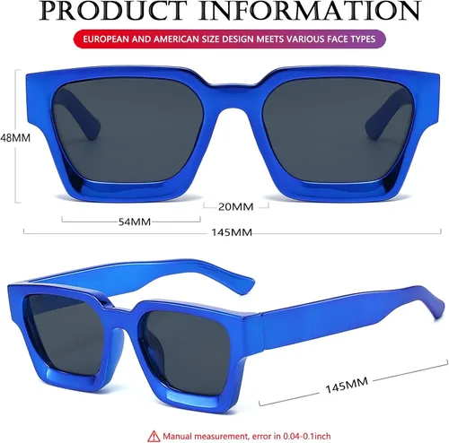 Miniatura 197 de AIEYEZO Gafas de sol cuadradas para mujeres y hombres, gafas de sol cuadradas con montura gruesa, estilo de diseñador simple