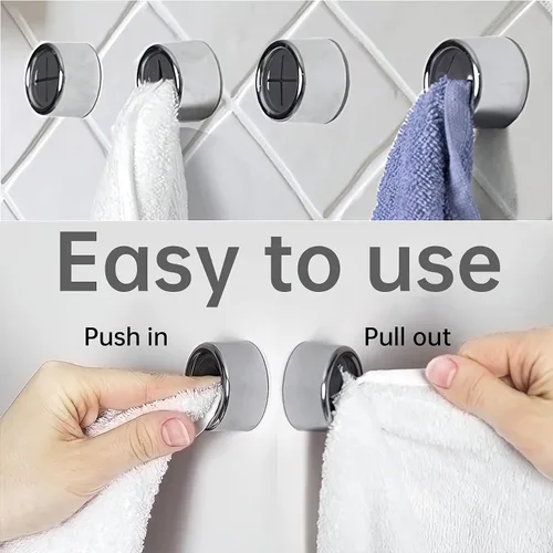 Miniatura 4 de Philbinden 3 piezas de ganchos para toallas de cocina redondos adhesivos para toallas de cocina con acabado en cromo premium y fácil instalación