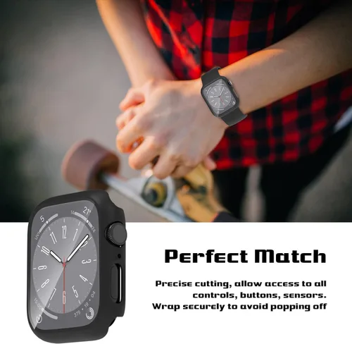 Miniatura 4 de Paquete de 2 fundas para Apple Watch 40mm SE Series 6/5/4/SE 2ª generación con protector de pantalla de vidrio templado, funda protectora completa