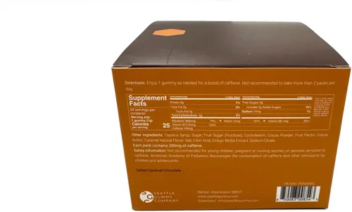 Miniatura 9 de Mocca Shots – Caramelo Salado 100 mg Gummies de cafeína (12 paquetes, 2 por paquete) Café Energía Masticar Gummy, Vegano, Sin gluten, Todo Natural