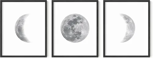 Miniatura 11 de HAUS AND HUES Fases de la Luna - Decoración de pared – Juego de 5 impresiones artísticas de fases lunares, carteles celestiales, 8 x 10 pulgadas sin