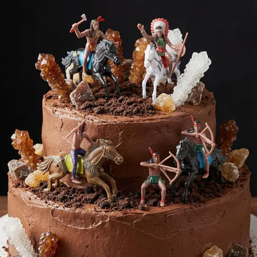 Miniatura 3 de NUOBESTY Figuras de modelo indio, equitación de plástico indios, figuras de nativos americanos, 8 piezas
