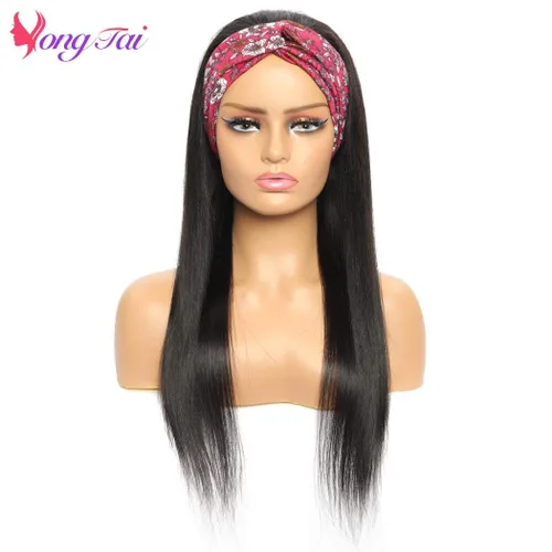 Miniatura 4 de Peluca de cabello lacio con diadema, pelucas de 18 pulgadas para mujeres negras, sin encaje frontal, pelucas de cabello humano lacio virgen peruano