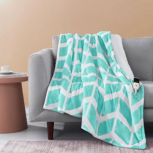 Miniatura 24 de VENTIMI Manta eléctrica con calefacción, manta térmica de 50 x 60 pulgadas con 5 niveles de calor y apagado automático de 3 horas, mantas de Verde