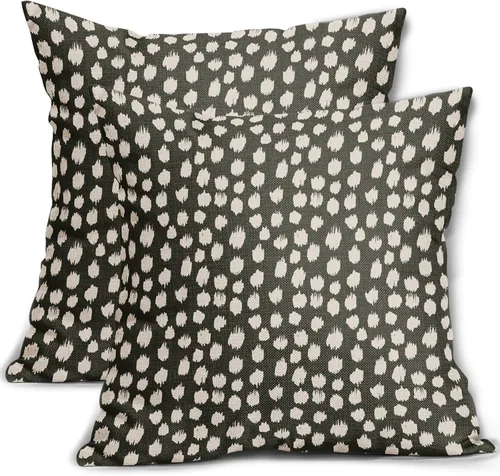 Miniatura 37 de Fundas de almohada marrón y blancas de 18 x 18 pulgadas, juego de 2 almohadas boho grises con lunares, fundas de almohada modernas estampadas